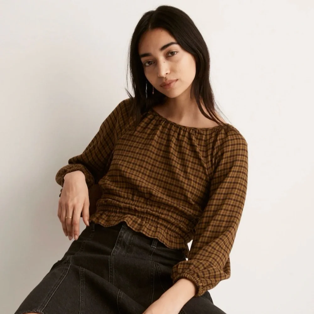 Madewell Tie-Back Cut Out Blouse in Spiced Olive • NWT - Picture 4 of 9